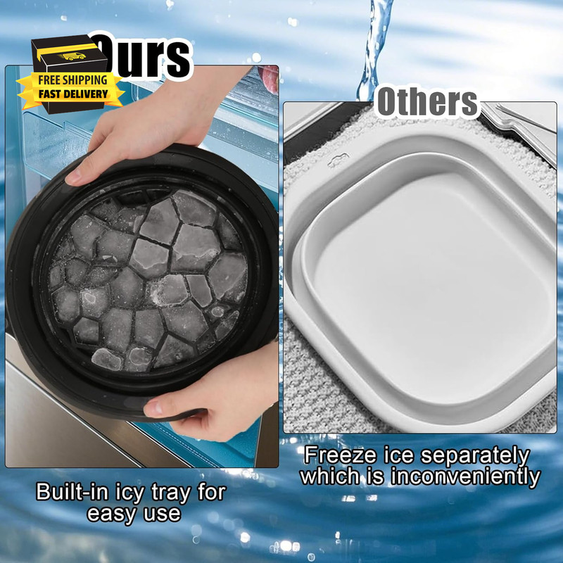 Silicone Face Bowl for Ice with Built-In Icetray, Collapsible Face Tub for Ice B gallery