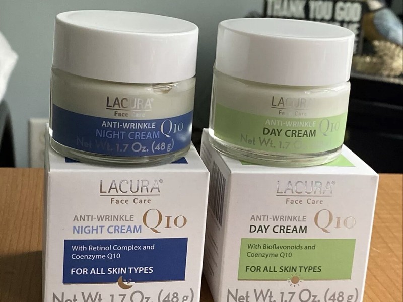 Set of 2 LACURA Q10 Anti-Wrinkle Face Day & Night Cream MADE IN GERMANY New