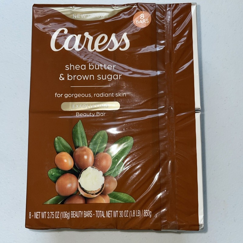Caress Bar Soap Shea Butter & Brown Sugar 8 x 3.75 oz Bars