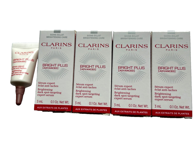 4x Clarins Paris Bright Plus Advanced Brightening Serum Trial Size 3ml/0.1 Oz ea