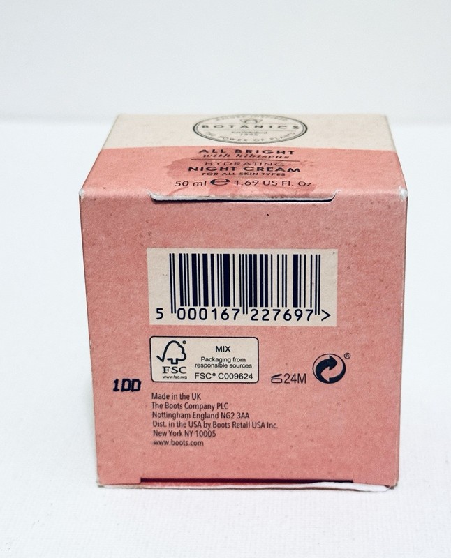 Botanics All Bright Night Cream with AHA Exfoliating Hibiscus 1.69 Fl Oz, New gallery