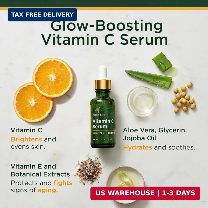 Tree of Life Vitamin C Serum For Face - Brightening Face Oil for Dark & Age Spot gallery