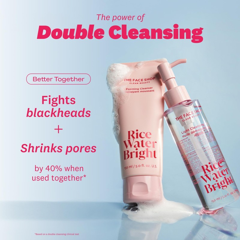 The Face Shop Rice Water Bright Cleansing Duo Set - Vegan, Hydrating, 2pcs gallery