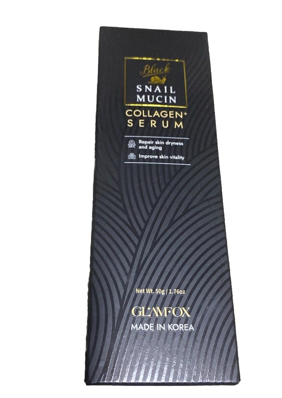 GLAMFOX Black Snail Mucin Collagen Serum 1.76 oz/50g Made in Korea NEW!
