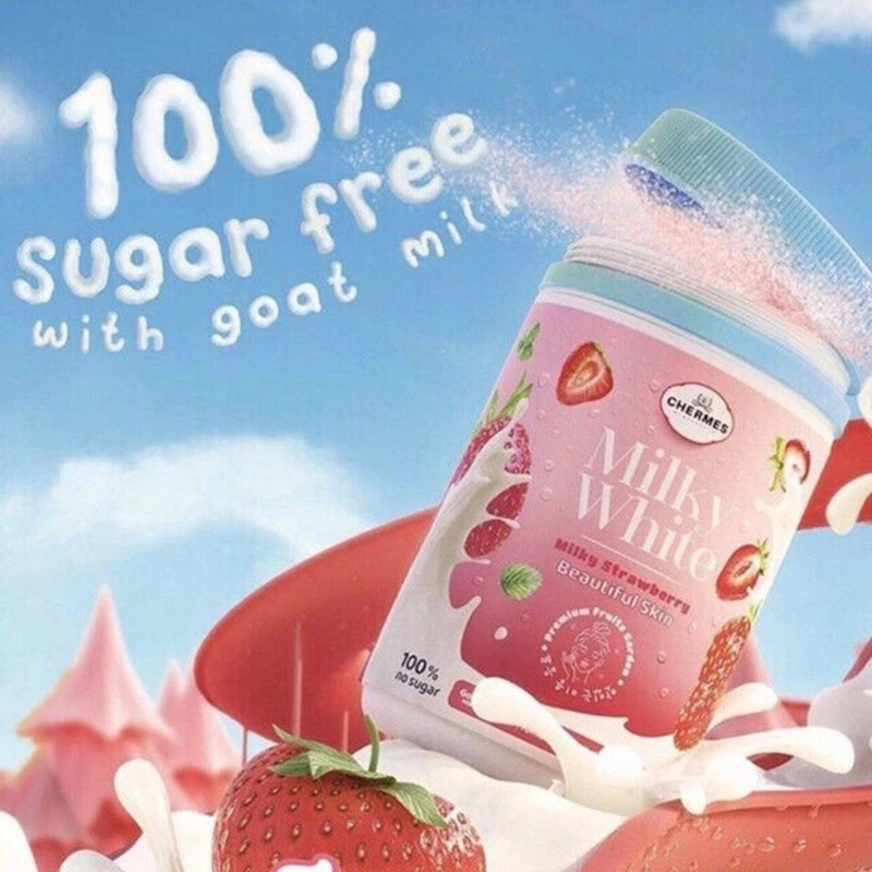 x4 K-Colly Chermes MilkyWhite Collagen 500g Strawberry Whitening Skin Supplement gallery