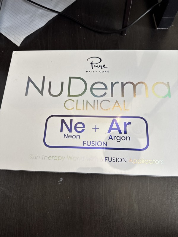Pure Daily Care NuDerma Clinical Skin Therapy Wand w/6 Fusion Neon + Argon Wands