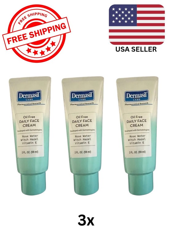 🔥( Lot Of 3 ) NEW! Dermasil Labs, Oil Free Daily Face Cream, 2floz FREE SHIP!🔥
