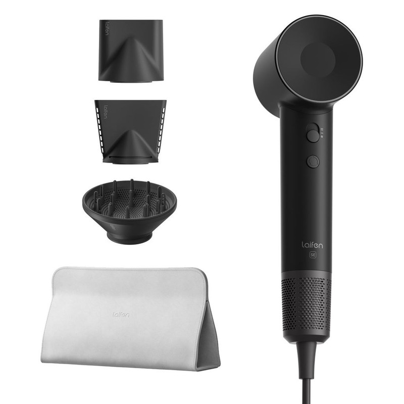 Laifen SE Hair Dryer with 3 Nozzle Attachments and Storage Bag Black 5pcs NEW