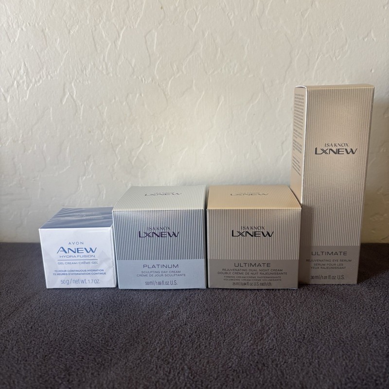Avon Anew Luxury Skincare Bundle Platinum Ultimate Hydra Fusion 4 Pc New