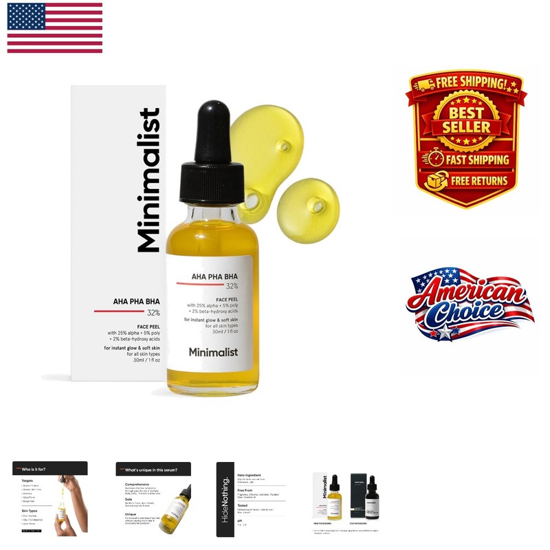 Glowing Skin Peeling Solution with 32% AHA BHA PHA – 1 Fl Oz for All Skin Types