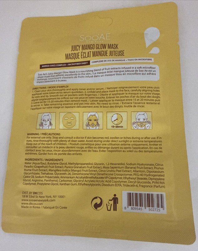 Soo’ae Juicy Mango Glow Masks • Lot Of 8 Color Microfiber Sheet Face Glow Mask gallery