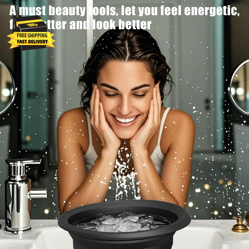 Silicone Face Bowl for Ice with Built-In Icetray, Collapsible Face Tub for Ice B gallery