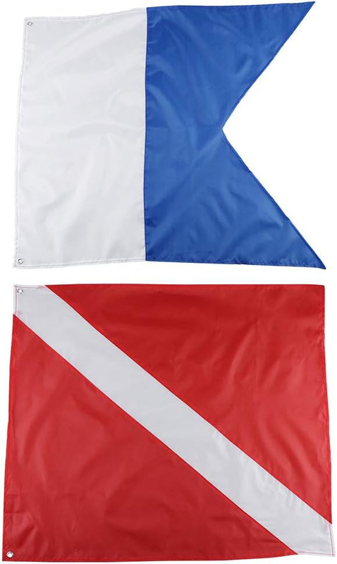 2 Pack Dive Flags Scuba International Diver Flag (20x24inch) Polyester Alpha Fla gallery
