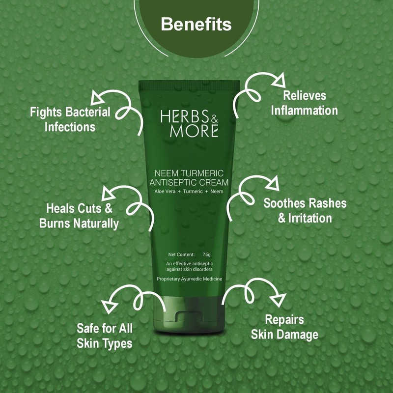 Herbs & More Neem Turmeric Antiseptic Cream | 75g (Pack of 2) gallery