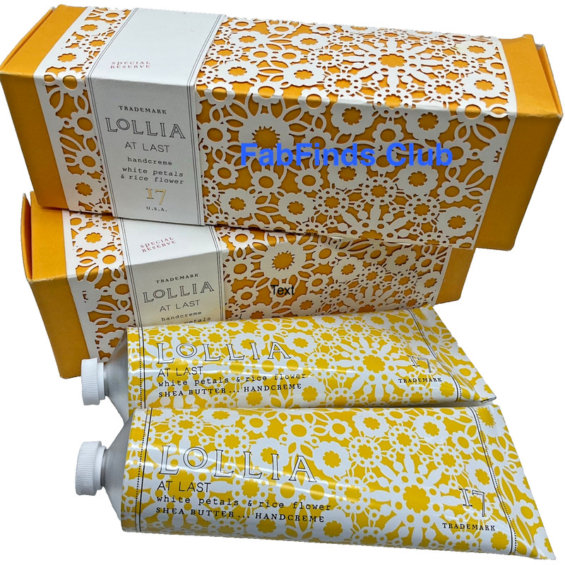 2x LOLLIA At Last Handcreme #17 White Petals & Rice Flower 4oz each