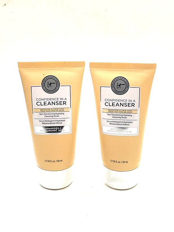 Lot of 2 It Cosmetics Confidence In A Cleanser Serum & Ceramides 1.7 oz New