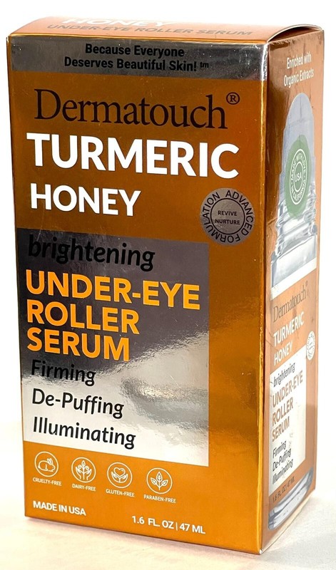 DERMATOUCH Turmeric Honey Brightening Under-Eye Roller Serum NEW dE-PUFFING