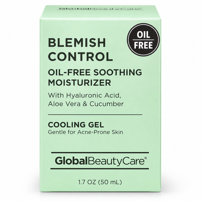 Oil-Free Cooling Gel Moisturizer Hyaluronic Acid Aloe Acne Skin Care 1.7oz