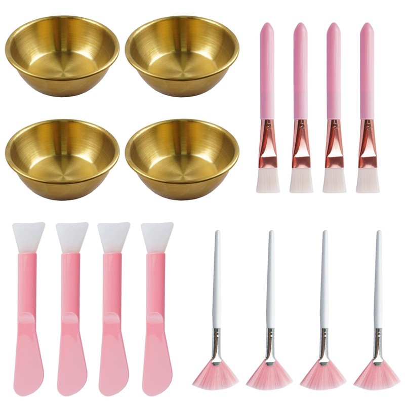 16 Pcs Esthetician Supplies 4 Large Stainless Steel Gold Mixing Bowls 4 Facia…
