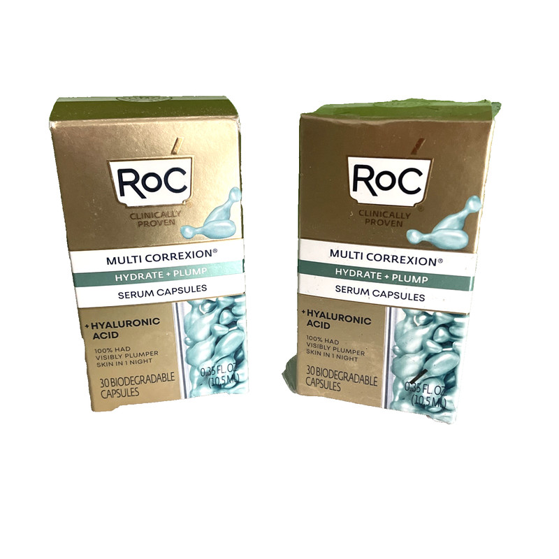 2 PACK – ROC MULTI CORREXION HYDRATE + PLUMP NIGHT SERUM CAPSULES 30 COUNT NEW
