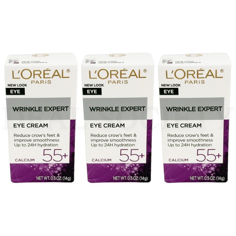 L’Oreal Wrinkle Expert 55+ Anti-Wrinkle Eye Cream 0.5 Oz Lot of 3