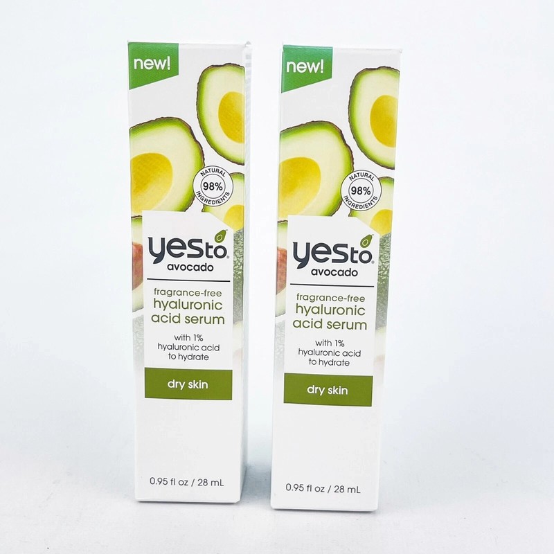 Yes To Avocado Fragrance Free Dry Skin Hyaluronic Acid Serum 0.95oz Lo of 2
