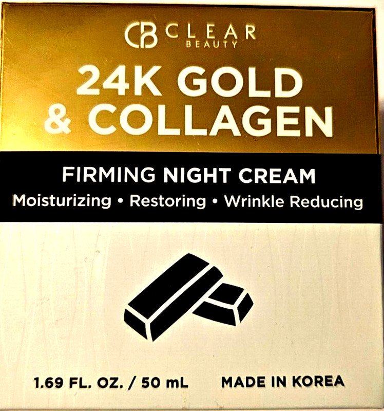 CB Clear Beauty 24K Gold & Collagen Firming NIGHT Cream 1.69 fl. oz. NEW IN BOX