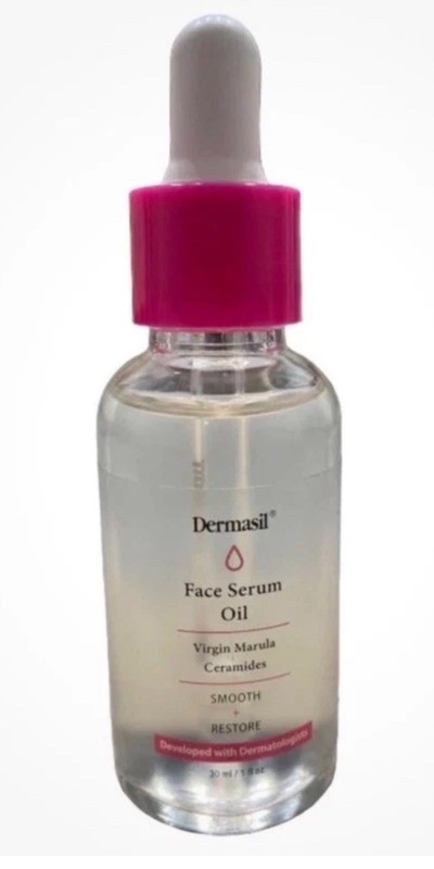 Dermasil Face Serum Oil 1oz With Virgin Marula Ceramides-Smooth & Restore-NEW