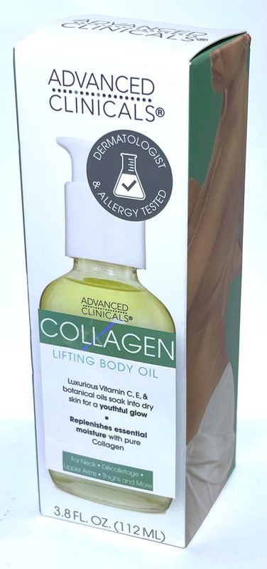 Advanced Clinicals Collagen Lifting Body Oil with Vitamin C, Vitamin E 3.8 fl oz