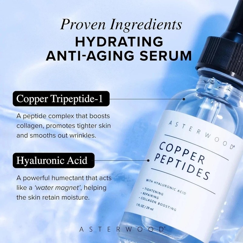 Copper Peptides Serum – GHK-Cu Peptide + Hyaluronic Acid – 1 Fl Oz - Asterwood gallery
