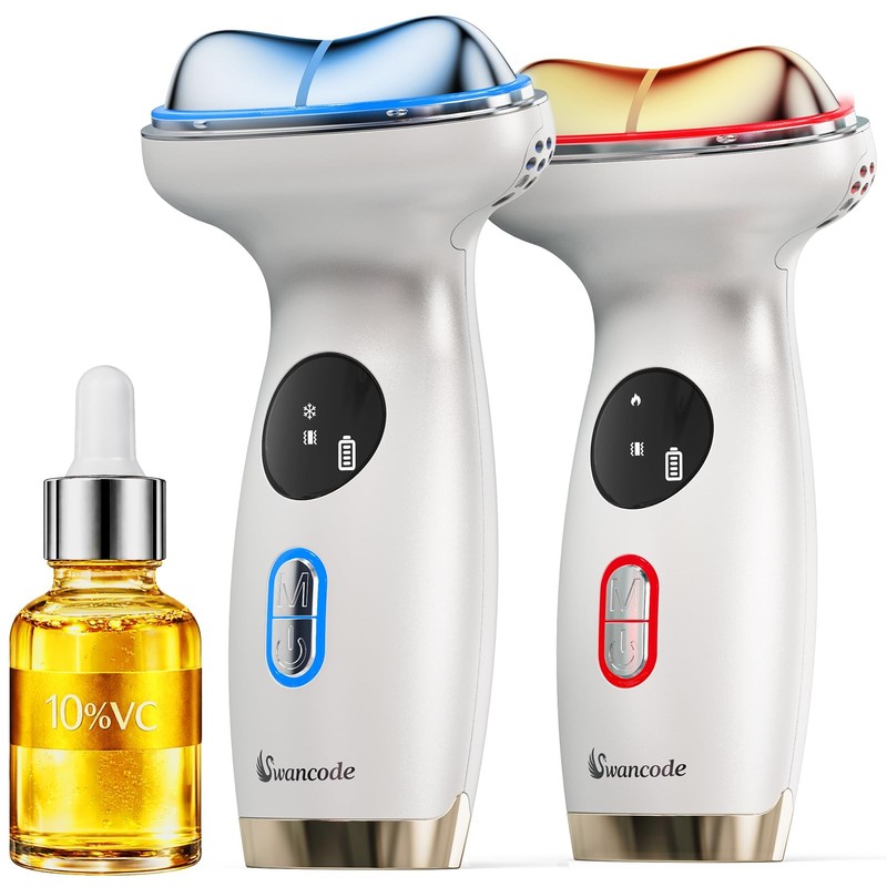 Cold & Heat Red Light Therapy with Serum – 7-in-1 LED Face Sculpting Tool for…