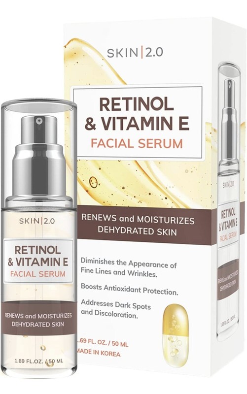 Skin 2.0 Retinol & Vitamin E Facial Serum Anti Aging New In Box Sealed + Bonus🎁