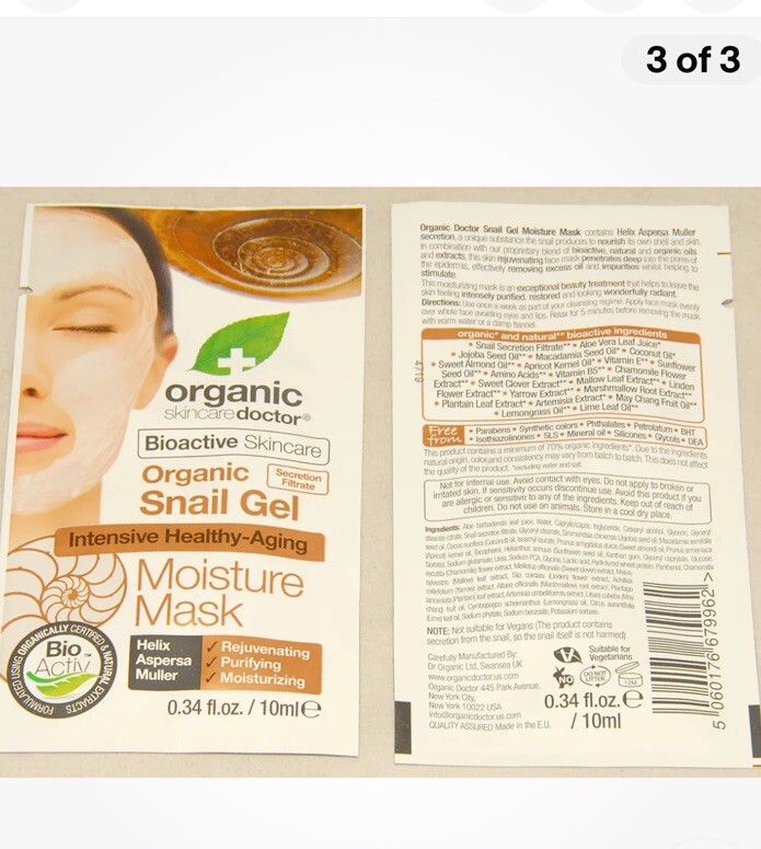 ORGANIC DOCTOR - Bioactive Revitalizing SNAIL GEL - MOISTURE MASK .34 oz 5 Pack gallery