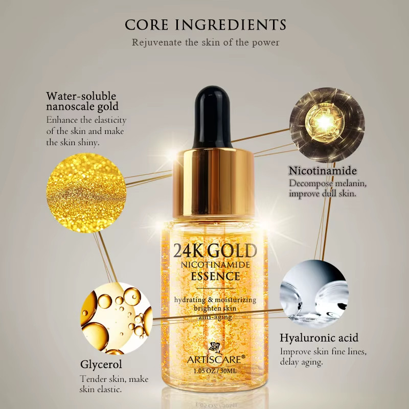 24K Gold Skincare SET Face Cream Moisturizing Serum Dark Circles Essence Korean gallery