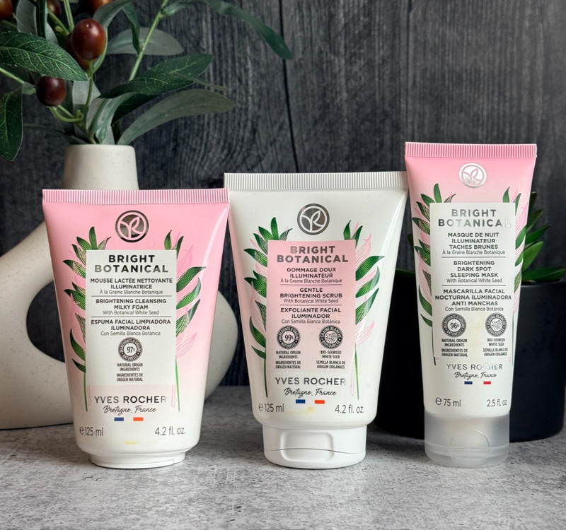 Yves Rocher BRIGHT BOTANICAL Brightening Cleansing Foam, Scrub, Sleeping Mask