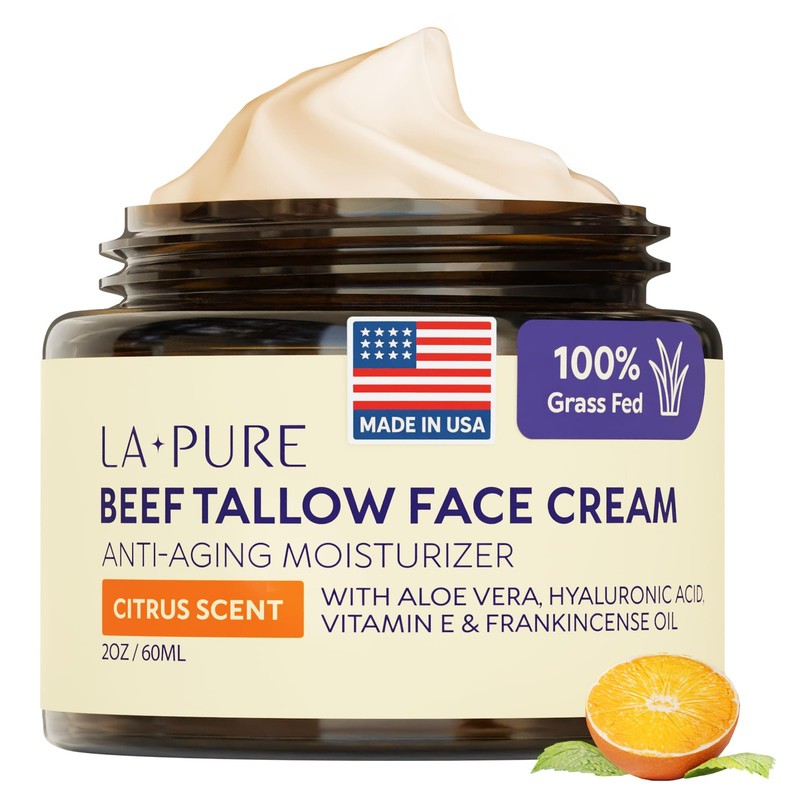 Beef Tallow for Skin, Grass-Fed Tallow Face Cream with Aloe Vera, Hyaluronic …
