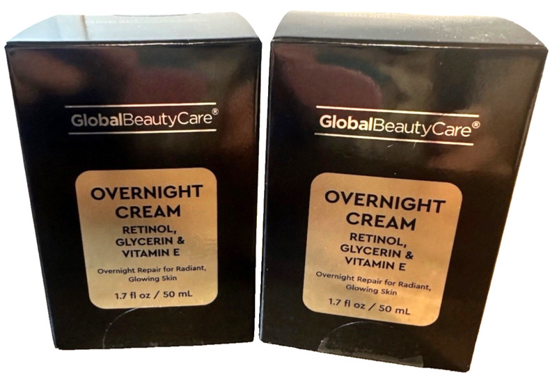 2 Global Beauty Care Overnight Cream Retinol, Glycerin & Vitamin E. 1.7 fl. Oz.