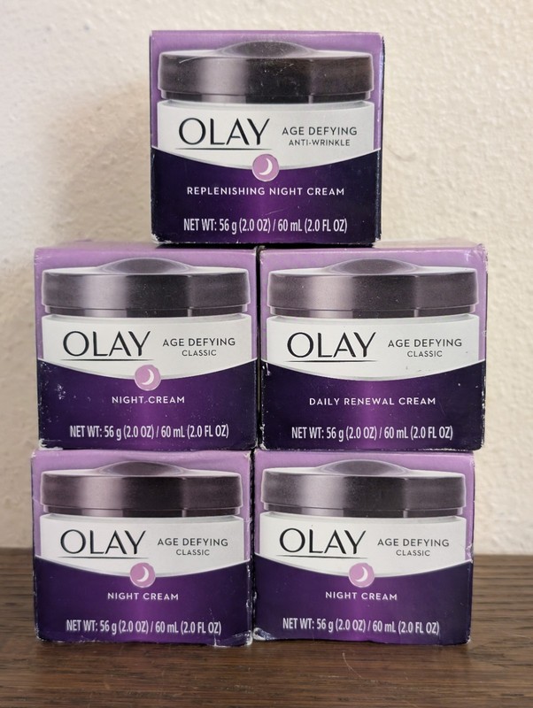 Olay Age Defying Anti-Wrinkle Replenishing Night Cream 2 oz LOT of 5 *SEALED*