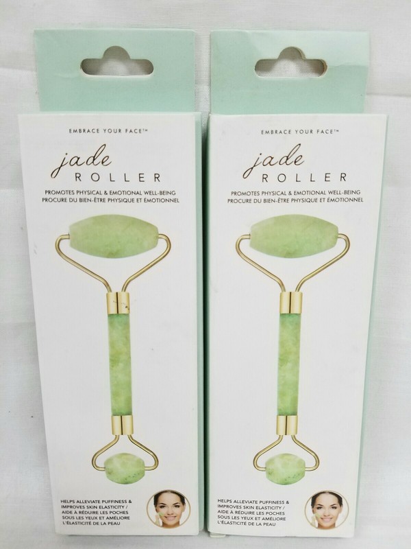 Lot of 2 Jean Pierre Green Jade Rollers Alleviates Eye and Facial Puffiness