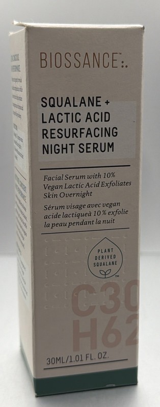 Biossance Squalane + Lactic Acid Resurfacing Night Serum 1.01 fl oz 30ml NIB