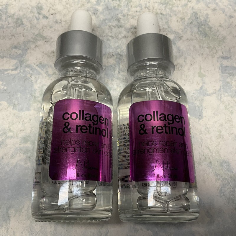 Natrave Collagen & Retinol Serum Repair And Strengthen Skin Cells 1oz- Lot of 2
