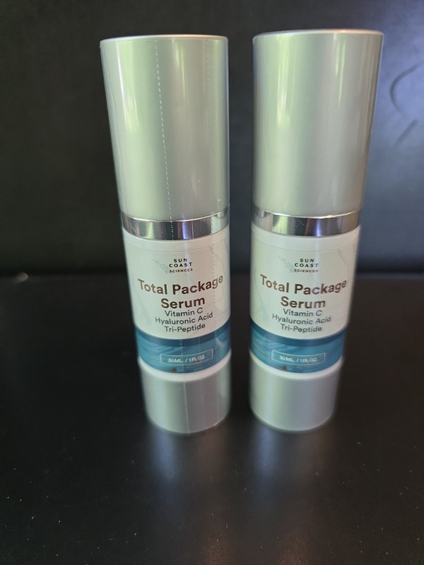2x Sun Coast Sciences TOTAL PACKAGE SERUM Vit C HA Peptide Lot Sealed