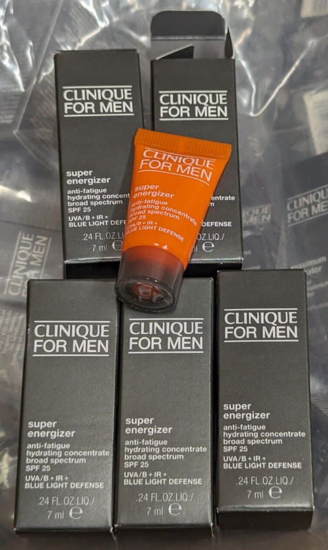 Lot 5 NIB Clinique Men Super Energizer Anti-Fatigue Hydrating Concentrate .24 oz
