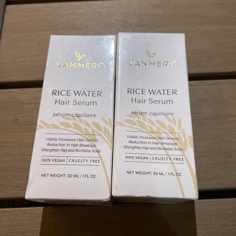 SET OF 2 Lanmeri Rice Water Hair Serum 100% Vegan Cruelty Free Hair Growth