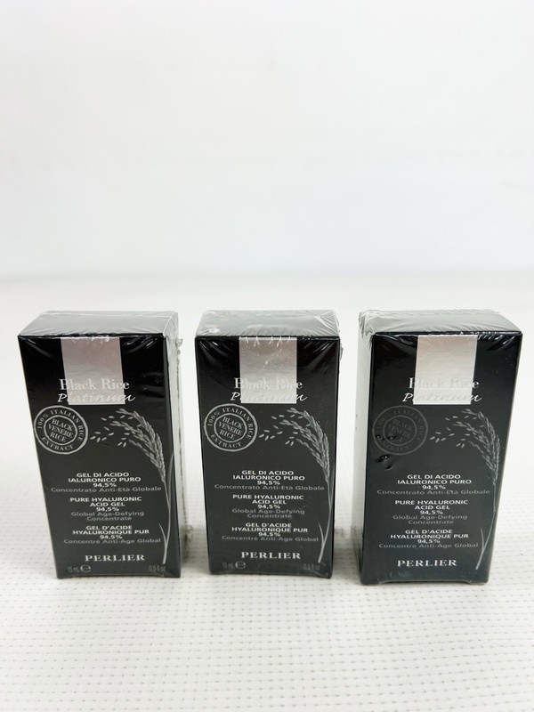 3 Boxes Perlier Black Rice Platinum PURE HYALURONIC ACID GEL 94.5% 0.5 oz Sealed