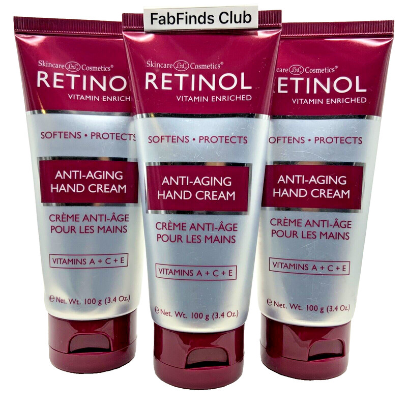 3x Retinol Hand Cream ORIGINAL Sealed Hands,Nails,Cuticles 10.2oz (3 x 3.4oz)