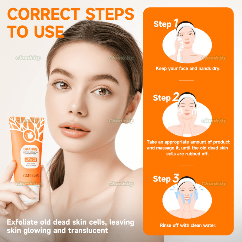 GMEELAN Orange Enzyme Gel 50g – Gentle Face Exfoliating Scrub for Brightening gallery