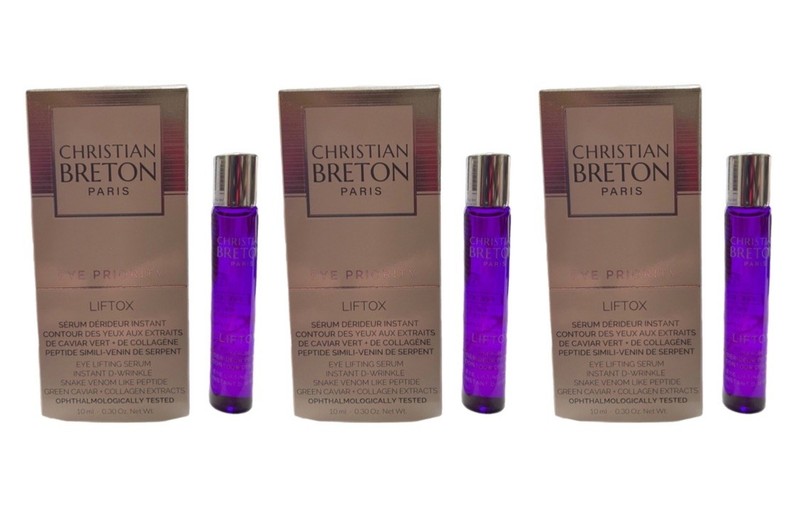 [3-Pack] Christian Breton Eye Priority LIFTOX Eye Serum w Roll On 0.30 fl oz