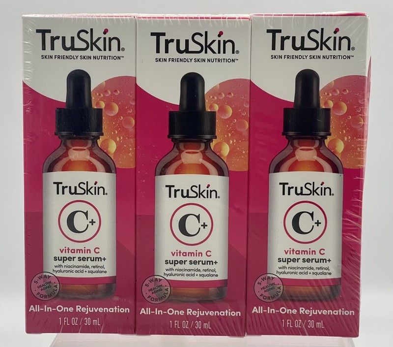 Lot of 3 TruSkin Vitamin C+ Super Serum 1oz All In One Rejuvenation Serum