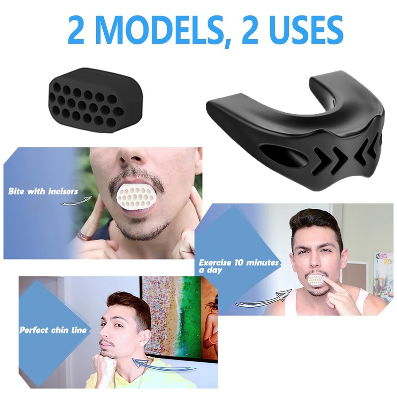 Jaw Trainer-Jawline Exerciser for Men & Women|3 Resistance white black grey gallery